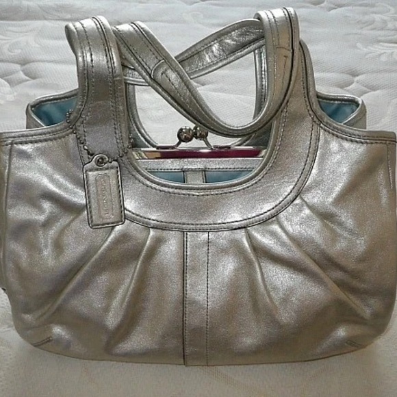 Coach Handbags - Very Rare Y2K Coach Silver Metallic Kisslock Ergo